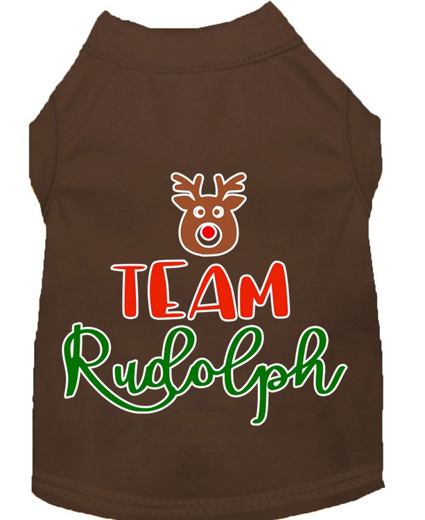 Team Rudolph Screen Print Dog Shirt Brown XS